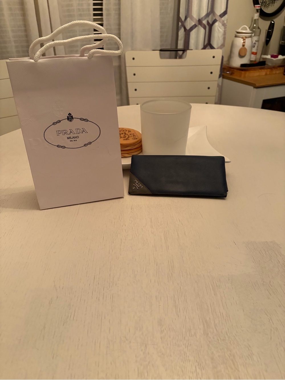 Prada Wallet - Navy Saffiano Leather with Signature Logo